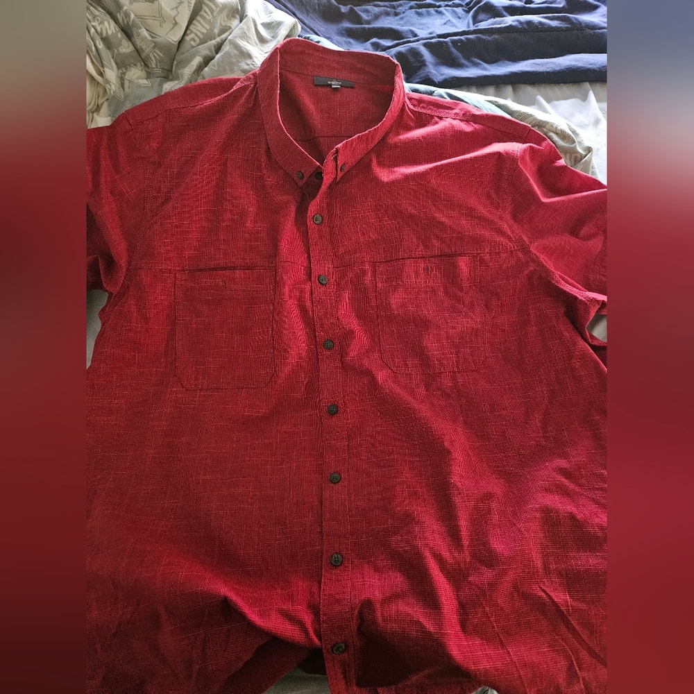 Men's 4xl Mountain Ridge Red Button-Up Shirt